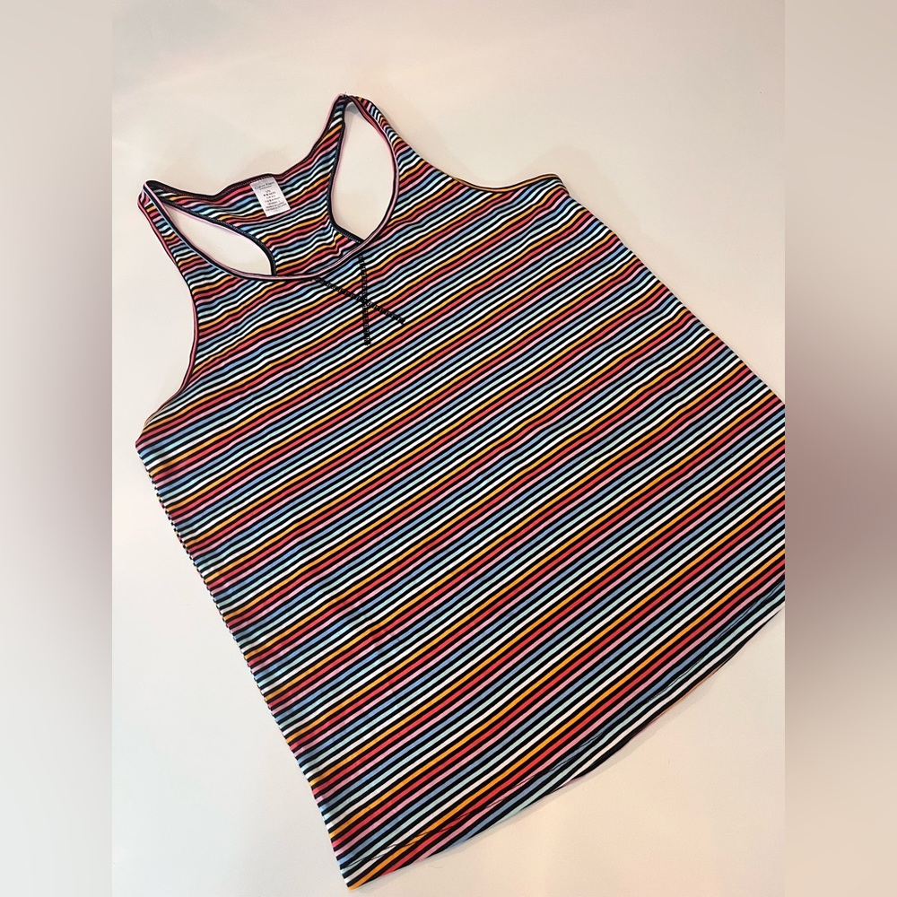 Calvin Klein Prism Cotton Sleep Camisole Tank Top Rainbow Striped Womens Large